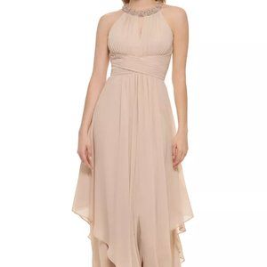 Embellished-Neck Sleeveless Gown